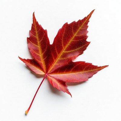 Red maple leaf on white