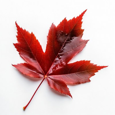 Red maple leaf on white