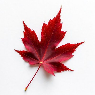 Red Maple Leaf on White