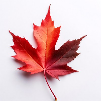 Red maple leaf on white