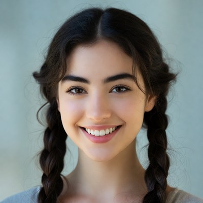 Smiling woman with braided hair