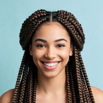 Smiling African-American woman with braids