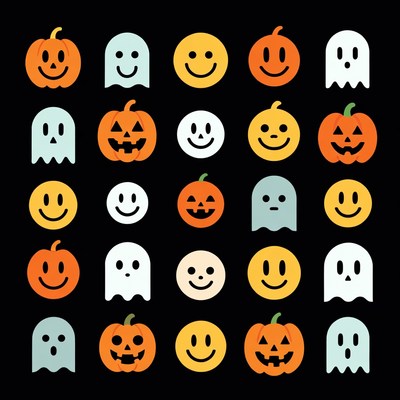 Halloween Pumpkin Ghost Smiley Emojis