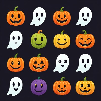 Halloween Pumpkins and Ghosts Clipart