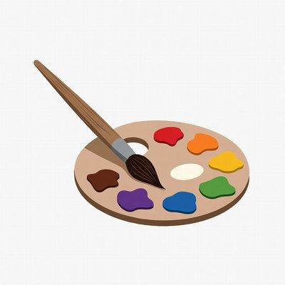 Paintbrush on Colorful Palette