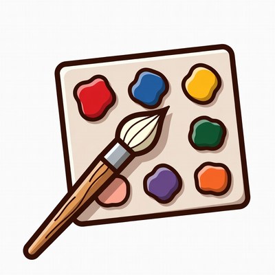 Paint Palette with Brush