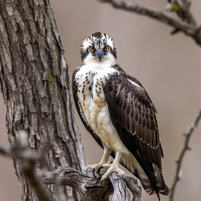 Osprey perched on tree branch