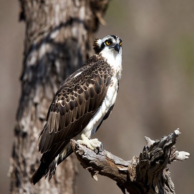 Osprey perched on tree branch