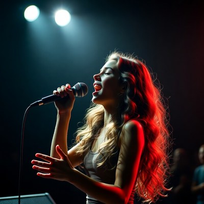 Woman singing on stage