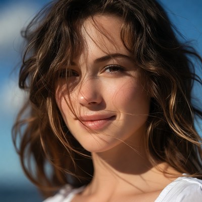 Beautiful woman with wavy brown hair