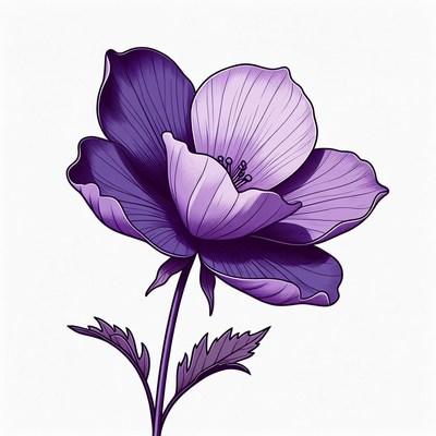 Purple Anemone Flower Illustration