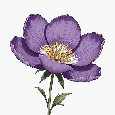 Purple Anemone Flower Illustration