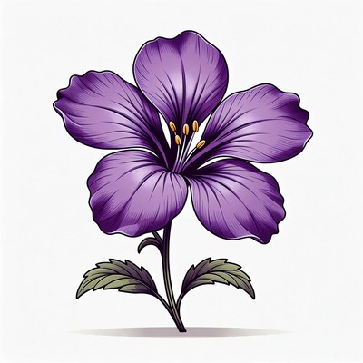 Purple Hibiscus Flower Illustration