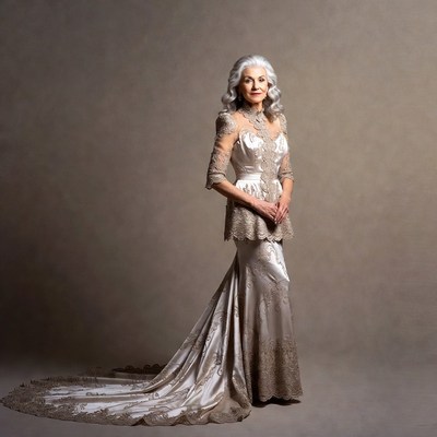 Elderly woman in lace gown