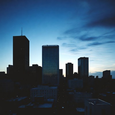 City skyline at dusk silhouette