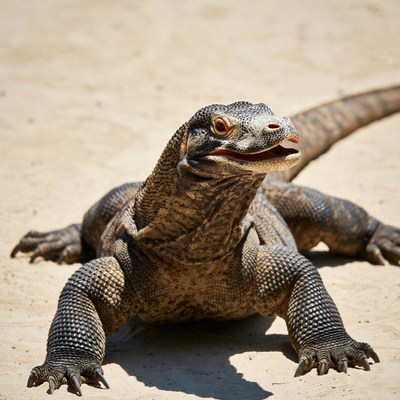 Komodo Dragon on Sandy Ground
