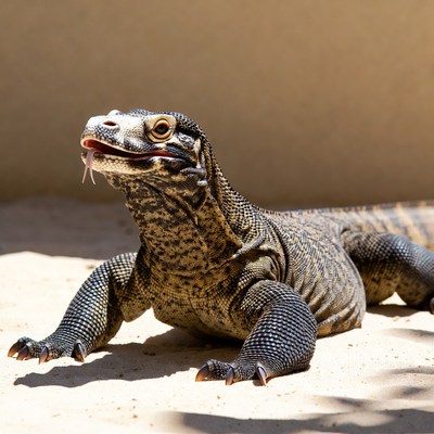 Asian Water Monitor Lizard Sticking Tongue