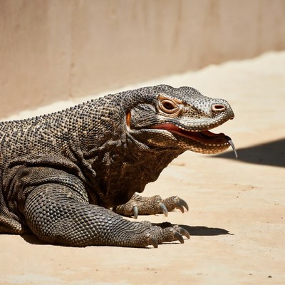 Komodo Dragon with Open Mouth