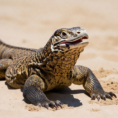 Monitor Lizard on Sand