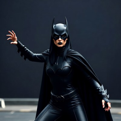 Batgirl in Black Costume Posing