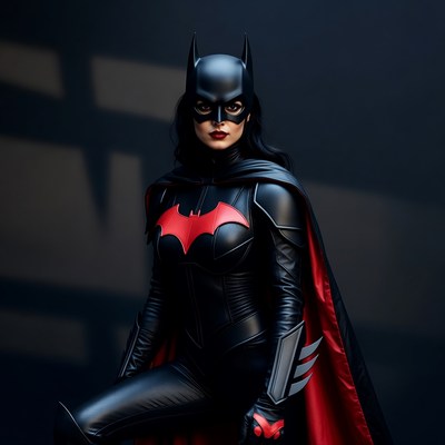 Batgirl in black and red costume