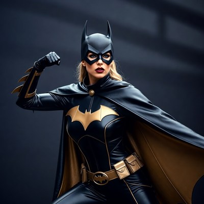 Blonde Batgirl in heroic pose