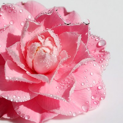 Pink Rose Covered in Dewdrops