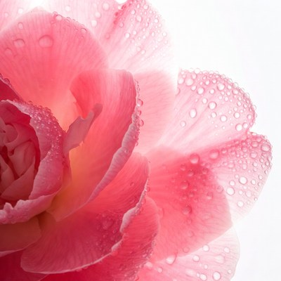 Pink Camellia Flower with Dew Drops