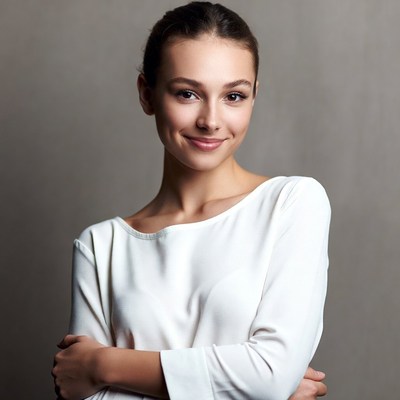 Smiling woman with arms crossed