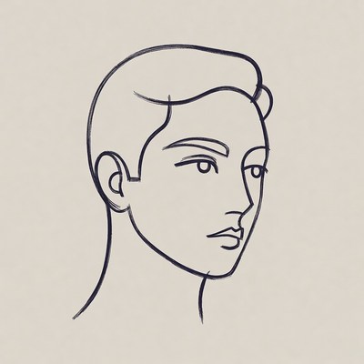 Line art profile of man
