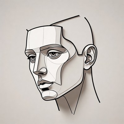 Geometric Line Art Male Portrait