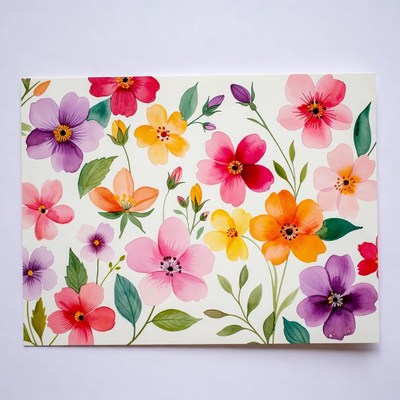 Colorful Watercolor Flowers Bouquet
