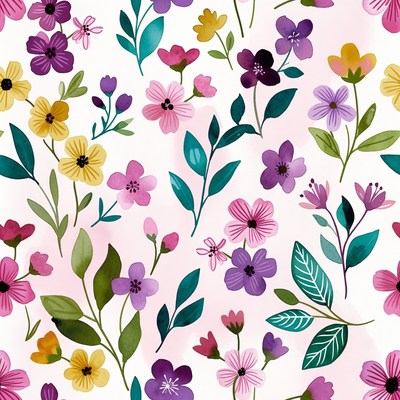 Purple and Yellow Flowers Pattern