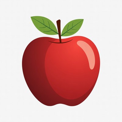 Red apple with green leaf