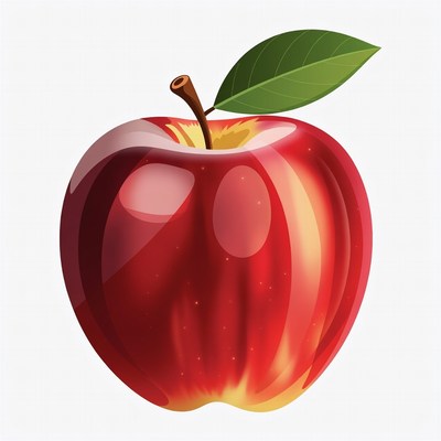 Red Apple with Leaf