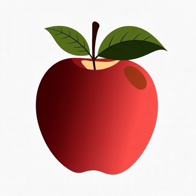 Red apple with green leaf