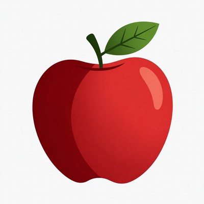 Red Apple with Leaf