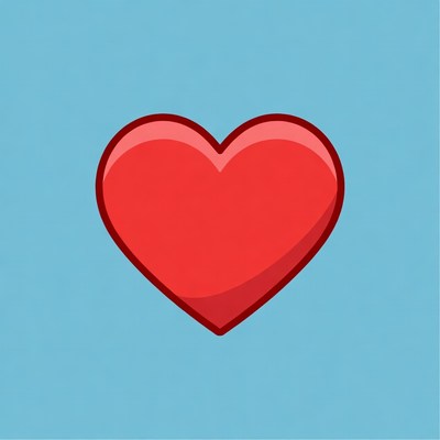 Red heart on blue background