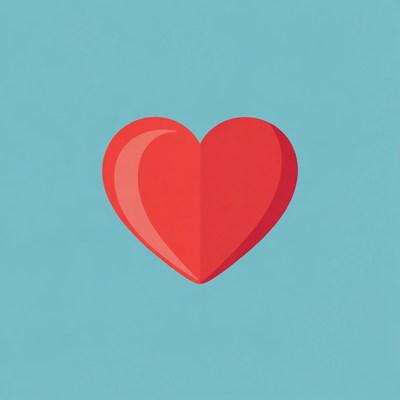 Red heart on blue background