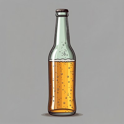 Beer Bottle with Bubbles