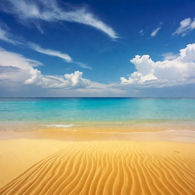 Sandy Beach with Turquoise Ocean