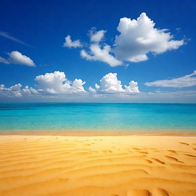 Sandy Beach with Turquoise Ocean