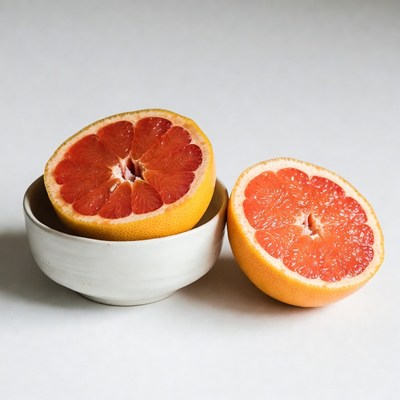 Sliced Grapefruit in White Bowl