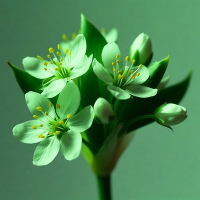 Green Star-Shaped Flowers Cluster