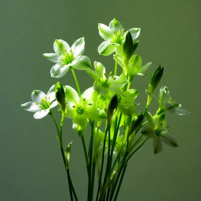 Green-tinted white star flowers