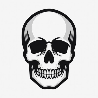 Black and White Skull Illustration