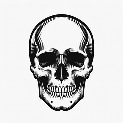 Black Ink Human Skull Illustration