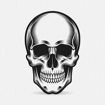 Black and White Skull Illustration
