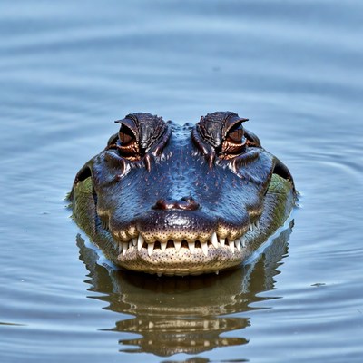 Alligator emerging from water
