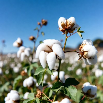 White cotton bolls in field
